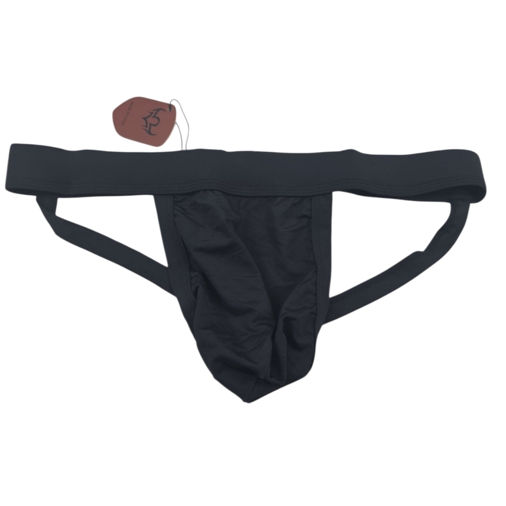 NWT Black Silky Spandex Jock Strap Buttless Underwear Size Med